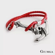 GIUMKA 鬼盜船錨編織皮革手環 多款任選 MH08044 B.紅色