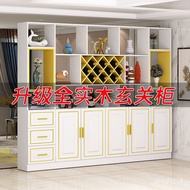 LP-6 WDH/SG🥭QM Solid Wood Wine Cabinet Entrance Cabinet Modern Simple Shoe Cabinet Integrated Entrance Home Use Curio Ca
