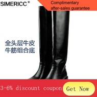 YQ51 SIMERICCFull Cowhide Long Riding Boots Men Knee-high boots Motorcycle Knight Boots Dr. Martens Boots Warm Fur Boots