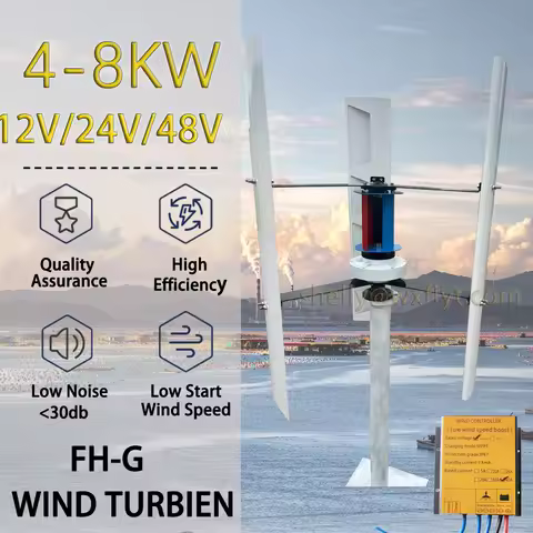 5KW 6KW Wind Turbine Generator Vertical Axis 12V 24V 48V Free Energy Wind Power Windmill Camping Hom