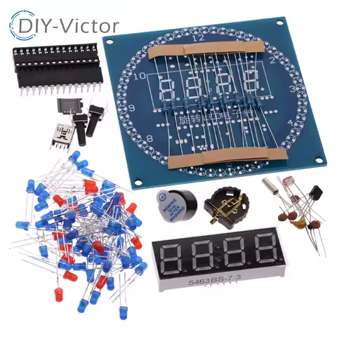 Rotating LED Display Alarm Electronic Clock Module Water Lamp DIY Kit Light Control Temperature DS13