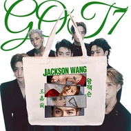 COD|2026GOT7 CONCERT <NEST FEST> IN BANGKOK JACKSON WANG Green Logo Printing Canvas Tote Bag for Fan