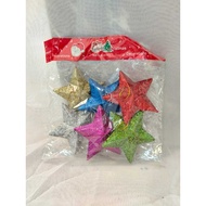 6cm Glitter Star Christmas Decorations, Pack of 6 Glitter Star/s Christmas Decoration/s Christmas St