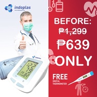 Indoplas BP105 USB Powered Automatic Blood Pressure Monitor, Easy to use Heart Rate Meter, Authentic Digital Upper Arm Sphygmomanometer, Accurate Oscillometric Method, Systolic &amp; Diastolic with Pulse display, BP, FREE Battery and Digital Thermometer