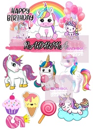 Topper hiasan kue unicorn custom nama