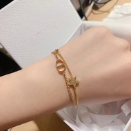 Double layered CD letter pentagonal star zircon bracelet