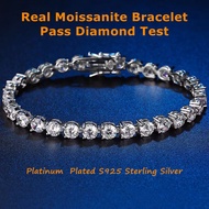 Real Moissanite 0.3ct 0.5ct Three-prong full-diamond bracelet with GRA certificate Platinum plated S