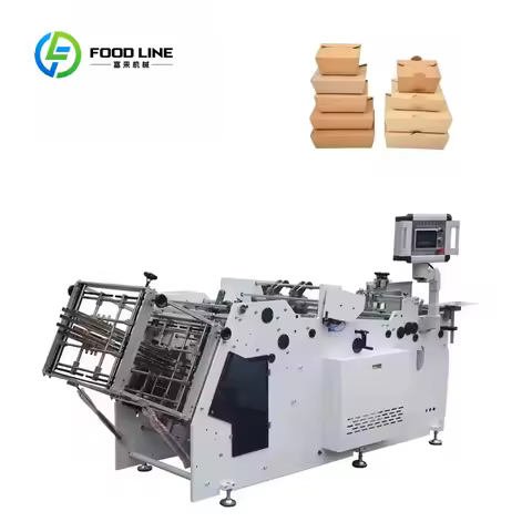 Customize Automatic Biodegradable Box Making Machine Carton Box Erecting Snack Cake Hamburg Take Awa