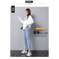 Summer Thin Style Shallow Ankle-Length Jeans Women Straight Loose Small Eight-Point 2023 High Waist 