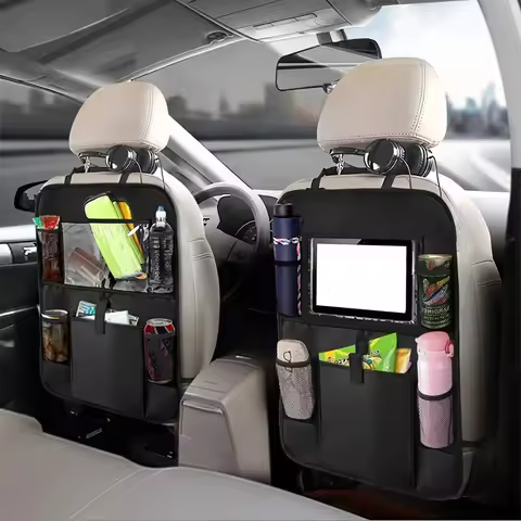Black Car Backrest Anti-Kick Storage Bag, Car Storage Bag, Seat Back Oxford Cloth Storage Bag, Flat 