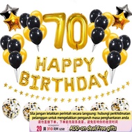 Get QM70 Birthday Gold Black Happy Birthday Letter Foil Balloons Number 70 Ballons 70th Birthday Par