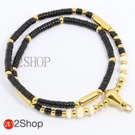 s2shop สร้อยคอกะลาตาเดียว ขั้นเม็ดสแตนเลสแท้พ่นเลเซอร์สีทอง หัวขุน สร้อยคอพระ ห้อยพระได้ 1 องค์ ความ