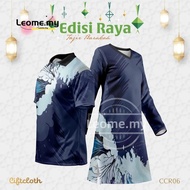 Blue Baju Muslimah Couple Set Baju Biru Lelaki Perempuan Murah Blouse Edisi Raya Jersi Muslimah Micr