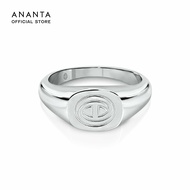 ANANTA Marque Signet Ring Medium แหวนเงินชุบทองขาว