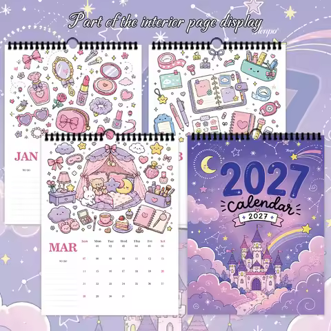 1pc 2027 Wall Calendar, cute girl-style planner theme, 12-Month Monthly Planner, Perfect Gift for Bi