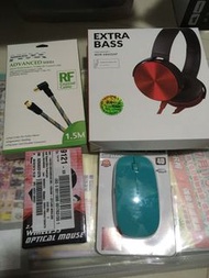 無線mouse，滑鼠，耳機，重低音耳機，coaxial cable
