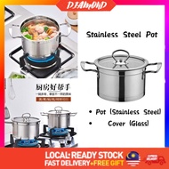 Diamond 304 Stainless Steel Non-Stick Soup Pot Sup Pot Periuk Masak Sup Periuk Bubur Periuk Herba 不锈