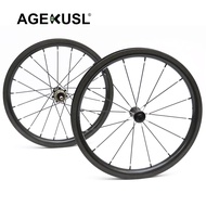 AGEKUSL Bike Wheels 349 16 inch Folding Bike BMX Wheel Set Carbon Fiber 1 To 7 Speeds Bearing Hub Wheelset V Brake For Brompton Bicycle