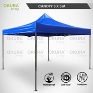 OKURA FULL SET Canopy 10'x10' (3 X 3M) Cover Tent Waterproof Sunshade Awning Outdoor Garden Kanopi Pasar Malam