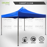 OKURA FULL SET Canopy 10'x10' (3 X 3M) Cover Tent Waterproof Sunshade Awning Outdoor Garden Kanopi P