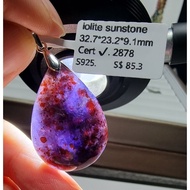 Eunegems bloodshot iolite sunstone Pendant High Grade Iolite Sunstone Certificated