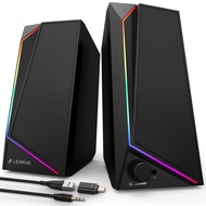 LENRUE Computer Speakers, USB/USB-C Powered PC Speakers with Loud Stereo Sound, Headphone-in for Des