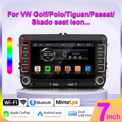 For VW Volkswagen Passat B7 B6 Golf Touran Polo Tiguan Jetta 7inch for Carplay Android Auto Mirror L