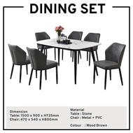 Dining Set 1+6 Dining Table &amp; Set Dining Furniture Dining Chair Sintered Stone Dining Table 6 Seater Dining Set Marble
