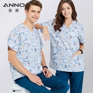 ANNO Medical Scrubs Nursing Dress Cartoon Nurse Uniform Summer Hospital Scrub Clothing Surgery Dress