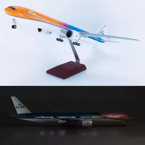 47CM 1/157 Scale 777 B777 Aircraft KLM Air Airlines Model W Light and Wheel Landing Gear Diecast Pla