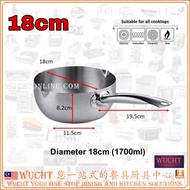 【WUCHT】Traditional Japanese Yukihira Pot Stainless Steel Saucepan Milk Sauce Pan Glass Lid Glass Cov