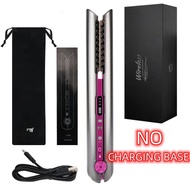 Professional Ceramic Flat Iron 2 in 1 Cordless Rechargeable Hair Straightener Adjustable LCD Tempera