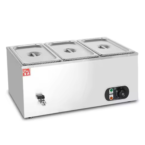 3 Pans Commercial Catering Stainless Steel Counter Top Glass Food Warmer Bain Marie