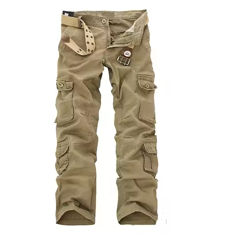 Cargo Pants Men Cotton Trousers Casual Pants Men Cargo Joggers Multi Pocket Trousers Straight Full L