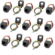 Lagogia with Wires RJ11 Female Connector 6P4C PCB Socket Mount Telephone Connectors Adapters Grey - 