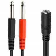 1/8 to 1/4 Splitter Cable, 3.5mm 1/8 TRS Female to Dual 6.35mm 1/4 TS Male Stereo to Mono Y Splitter