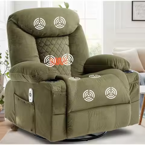 Oversized Massage Swivel Rocker Recliner Nursery Glider Chair, Custom
