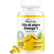 Omega 3 Vegan - High Efficiency Algae Oil, 400mg DHA per Capsule - 60 Capsules, 2 Months Supply - Om
