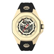 TIMEX TW2V86500 UFC Pro Automatic นาฬิกาข้อมือผู้ชาย สายซิลิโคน สีดำ/ทอง น้าปัด 45 มม.