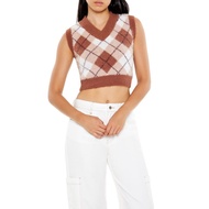 Forever 21 Women's Cropped Argyle Sweater Vest