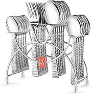 fnS 24 Pcs Cutlery Set in Madrid Hammer Finish with Stand