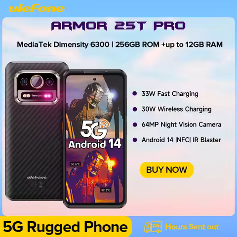 Ulefone Armor 25T Pro 5G Rugged Phone 33W 50MP+64MP NFC Waterproof Smartphone Android 14 ROM 256GB