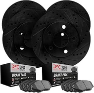 Dynamic Friction Company Front Rear Brake Rotors-Drilled and Slotted-Black with 3000 Series Ceramic 