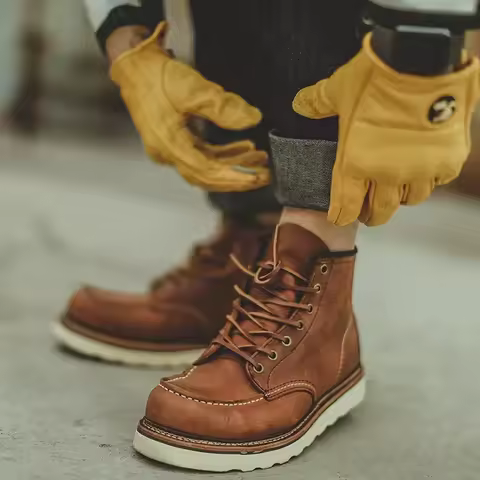 Men Boots Retro Tooling Boots Casual Crazy Horse Leather Men's Vintage Lace Up Ankle Boot Cowboy Sho