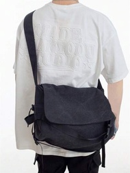 Bolso de tela cruzada casual de estilo japonés de gran capacidad, bolso de estudiante perezoso para el viento de la escuela y el viaje, mochila de un hombro coreana tipo bandolera para vacaciones de verano en nylon casual de negocios negro, regalos personalizados para papá, esposo y novio