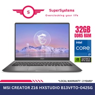 MSI Creator Z16HXStudio B13VFTO-042SG Gaming Laptop / Intel i7-13700HX / RTX4060 / 32GB RAM / 1TB SSD / 16″ QHD+ 120Hz