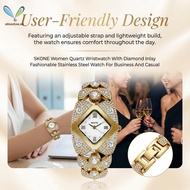 Women Wristwatch With Diamond Inlay Fashionable Stainless Steel Watch For Business And Casual