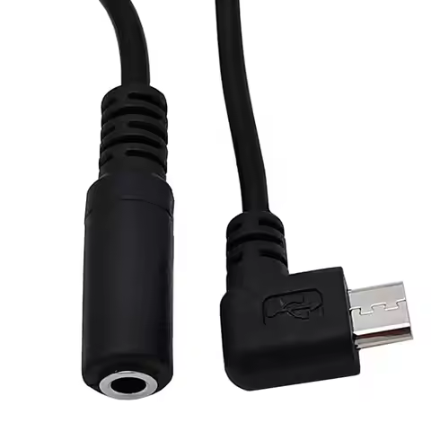 15cm 90 Degree Bend Micro USB Male to DC 3.5mm Female Audio Adapter Cable V8 Android to 3.5mm Phone 
