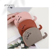 Card Holder Wallet Cat Card Wallet Mini PU Leather Cat MotifWanita