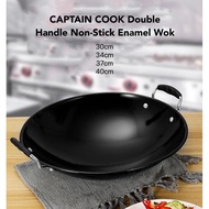 CAPTAIN COOK [30cm,34cm,37cm,42cm] Double Handed Non-Stick Enamel Wok
